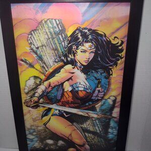 Wonder Woman 3D Lenticular Poster 19x13 Framed DC Comics Wall Art Collectible